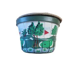 Vintage 1960's Annie Laurie Originals Palm Beach Golf Theamed Hand Painted Baske